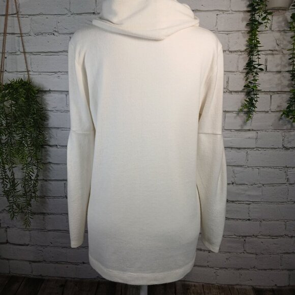 LOU&GREY WINTER WHITE COWL NECK SWEATER, BISHOP SLEEVE, SIZE SMALL - Picture 1 of 6